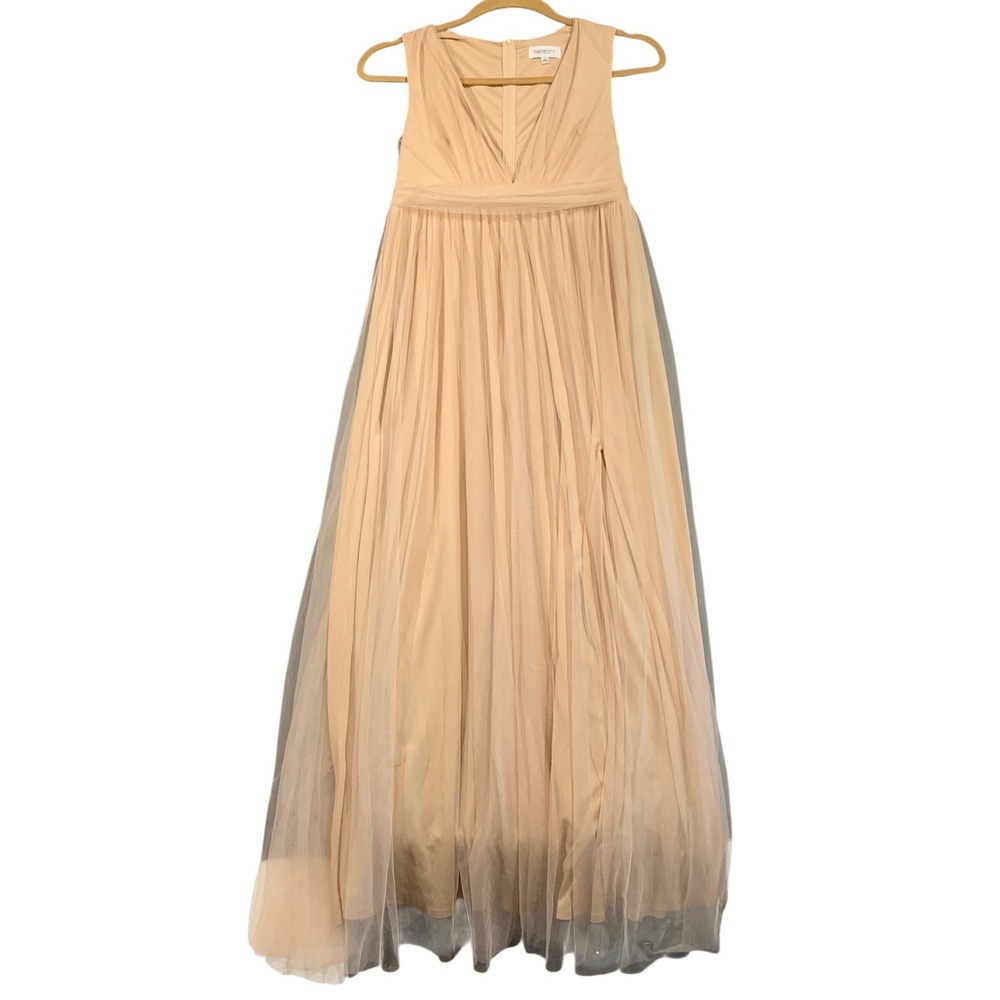 Faeriesty Women Champagne Tulle Maxi Dress Maternity Pregnancy Photoshoot L‎